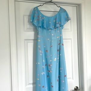 Theory Light Blue Midi Dress with Multicolor Petal Print